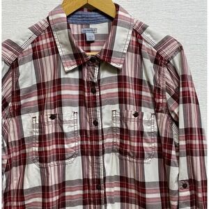 Carhartt Womens Button Up Long Sleeve Shirt Red Multi Plaid L (12/14)  (Read)